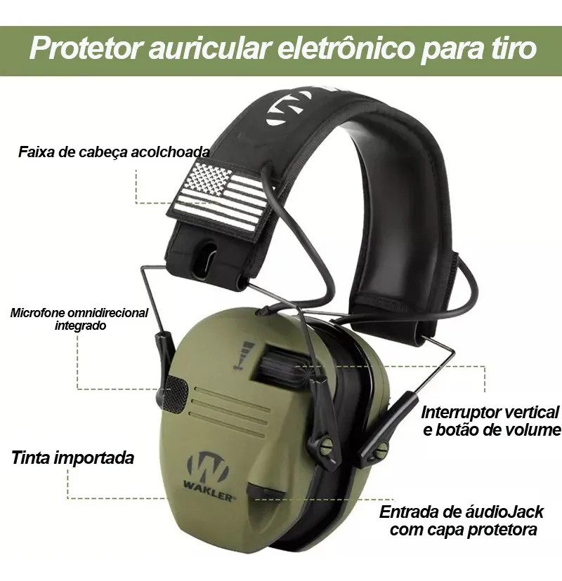Abafador De Ruidos Eletrônico Protetor Auricular Ouvido Tiro - Foto 1